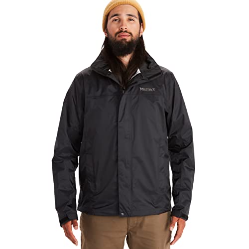 Marmot Men's PreCip Eco Jacket, Waterproof Jacket, Lightweight Hooded Rain Jacket, Windproof Raincoat, Breathable Windbreaker, Ideal for Running and Hiking, Black, L von Marmot