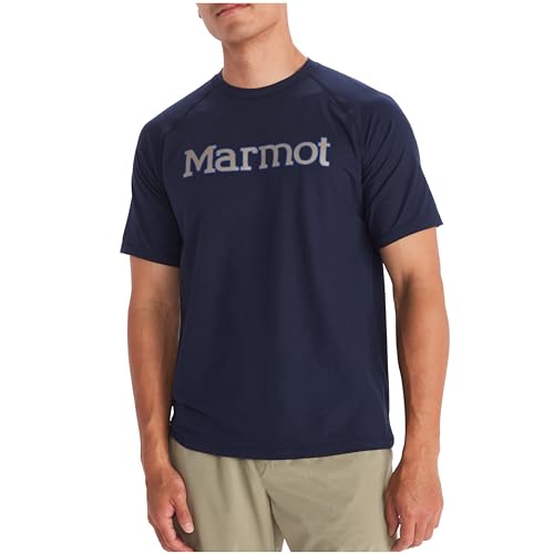 Marmot Herren Windridge Graphic SS, atmungsaktives Funktionsshirt, kurzarm Sportshirt, schnell trocknendes Fitness-Shirt, Arctic Navy, L von Marmot