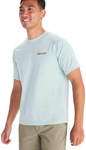 Marmot Herren Windridge Graphic SS, atmungsaktives Funktionsshirt, kurzarm Sportshirt, schnell trocknendes Fitness-Shirt, Cloud Blue, M von Marmot