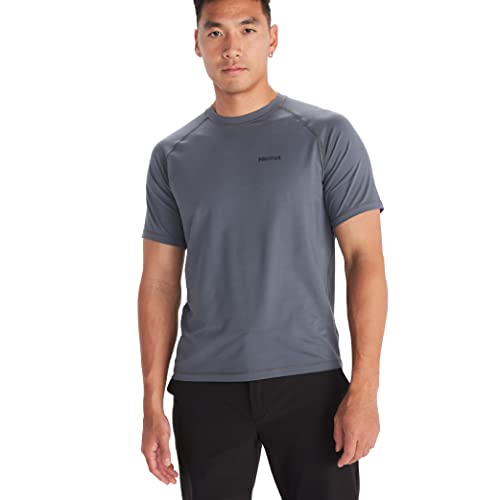 Marmot Herren Windridge SS, atmungsaktives Funktionsshirt, kurzarm Sportshirt, schnell trocknendes Fitness-Shirt, Steel Onyx, L von Marmot