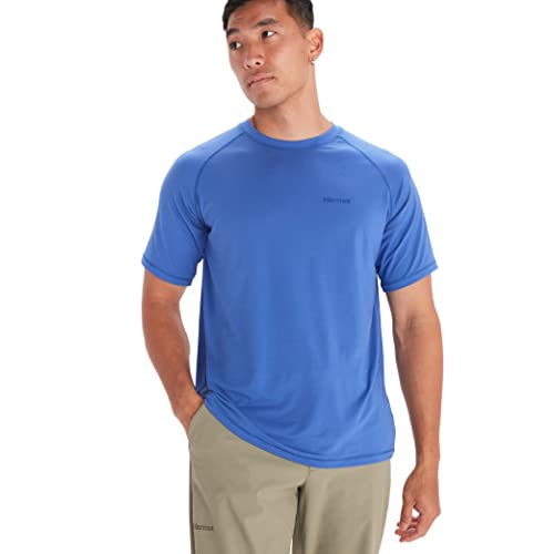 Marmot Herren Windridge SS, atmungsaktives Funktionsshirt, kurzarm Sportshirt, schnell trocknendes Fitness-Shirt, Trail Blue, L von Marmot