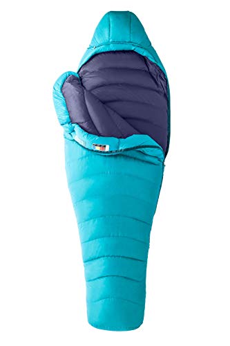Marmot Wm's Xenon Daunenschlafsack, speziell für Damen, 800er Gänse-Daunenfüllung, sehr leichter und warmer Schlafsack, ideal zum Wandern und Backpacking, Vivid Blue/Deep Blue, Normal: 168 cm von Marmot