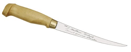 Marttiini Finnisches Filiermesser, Klinge 15 cm, Holzgriff, Lederscheide von Marttiini