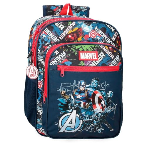 Joumma Marvel Avengers Legendary Schulrucksack, anpassbar an Trolley, Blau, 30 x 40 x 13 cm, Polyester, 15,6 l, blau, Schulrucksack, anpassbar an Trolley von Marvel