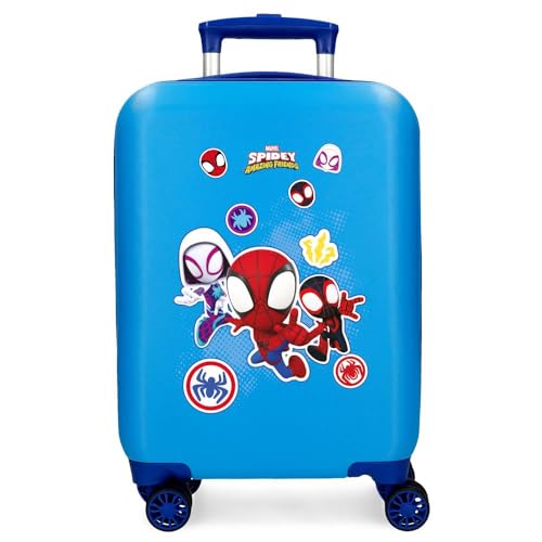 Joumma Marvel Go Webs Go Spidey Kabinenkoffer, Blau, 33 x 50 x 20 cm, starr, ABS, seitlicher Kombinationsverschluss, 28,4 l, 2 kg, 4 Doppelräder, Gepäck, Hand, blau, Kabinenkoffer von Marvel