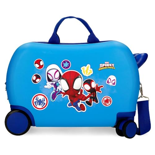 Joumma Marvel Go Webs Go Spidey Kinderkoffer, Blau, 45 x 31 x 20 cm, starr, ABS, 24,6 l, 1,8 kg, 4 Räder, Handgepäck, Handgepäck, blau, Kinderkoffer von Marvel