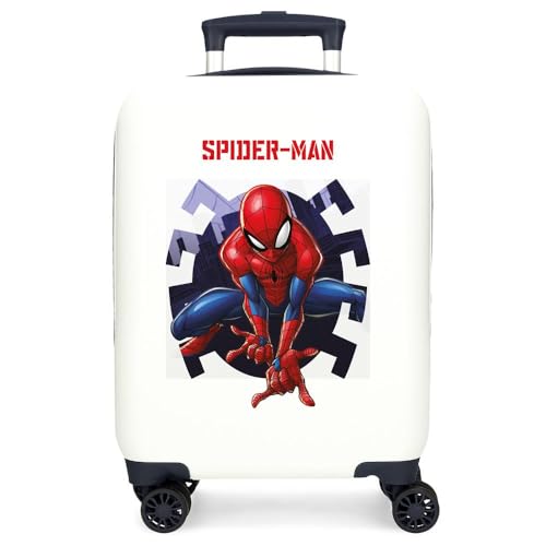 Joumma Marvel Spiderman Attack Kabinenkoffer, Weiß, 33 x 50 x 20 cm, starr, ABS, seitlicher Kombinationsverschluss, 28,4 l, 2 kg, 4 Doppelrollen, Handgepäck, weiß, Kabinenkoffer von Marvel