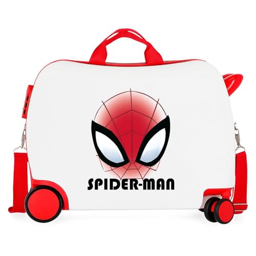 Marvel Joumma Spiderman Authentic Kinderkoffer, weiß, 50 x 38 x 20 cm, starr, ABS, seitlicher Kombinationsverschluss, 38 l, 1,8 kg, 2 Räder, Gepäck, Hand, weiß, kinderkoffer von Marvel