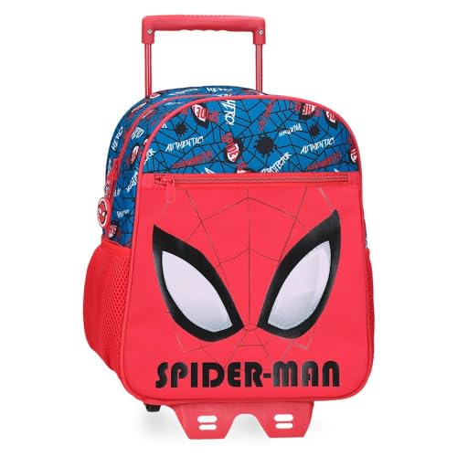 Marvel Joumma Spiderman Authentic Schulrucksack mit Trolley, rot, 27 x 33 x 11 cm, Polyester, 9,8 l, rot, Schulrucksack mit Trolley von Marvel