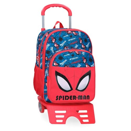 Marvel Joumma Spiderman Authentic Schulrucksack mit Trolley, rot, 30 x 40 x 13 cm, Polyester, 15,6 l, rot, Schulrucksack mit Trolley von Marvel