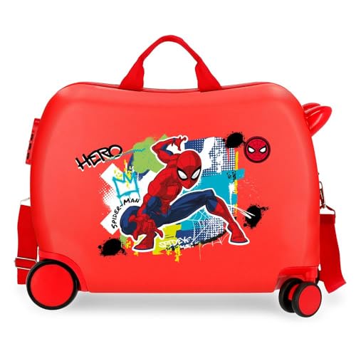 Joumma Marvel Spiderman Urban Kinderkoffer, Rot, 50 x 38 x 20 cm, starr, ABS, seitlicher Kombinationsverschluss, 38 l, 1,8 kg, 2 Räder, Gepäck, Hand, rot, kinderkoffer von Disney