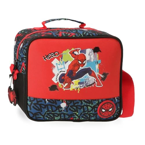 Joumma Marvel Spiderman Urban Kulturbeutel, anpassbar, mit Umhängetasche, Rot, 23 x 20 x 9 cm, Polyester, L, rot, Kulturbeutel mit Schulterriemen von Disney
