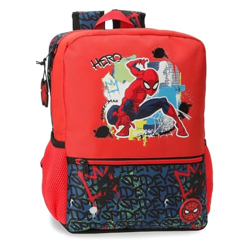 Joumma Marvel Spiderman Urban Schulrucksack, Rot, 27 x 33 x 11 cm, Polyester, 13,68 l, rot, Schulrucksack von Disney