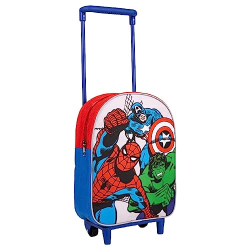 Marvel Avengers Rucksack mit Rollen, Captain America Hulk und Spiderman Design Schultasche, Kinder-Trolley-Rucksack, Reiserucksack, Geschenk für Kinder von Marvel