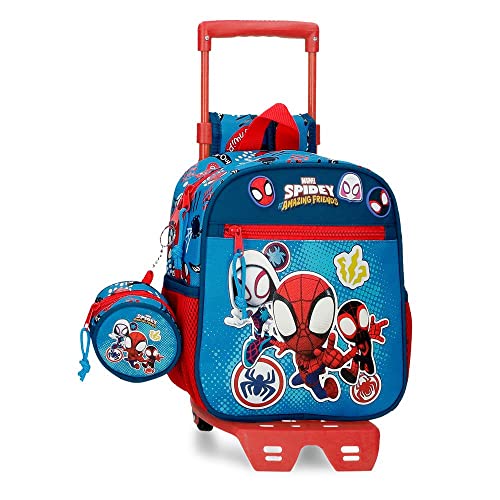 Marvel Go Webs Go Kindergartenrucksack mit Trolley Blau 23x25x10 cm Polyester 5,75L von Marvel