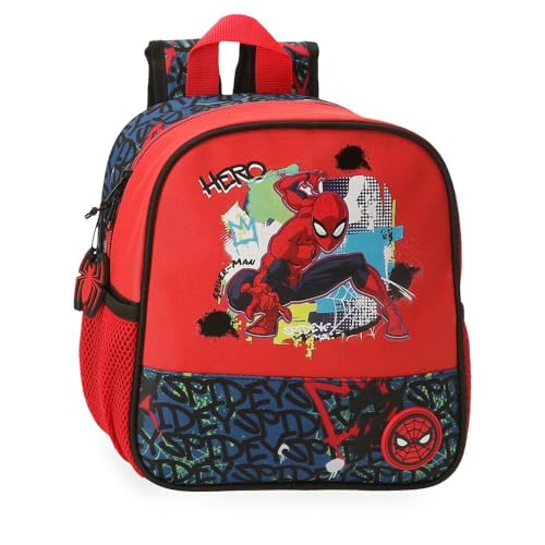 Joumma Marvel Spiderman Urban Vorschulrucksack, Rot, 23 x 25 x 10 cm, Polyester, 6,44 l, rot, Vorschule Rucksack von Disney