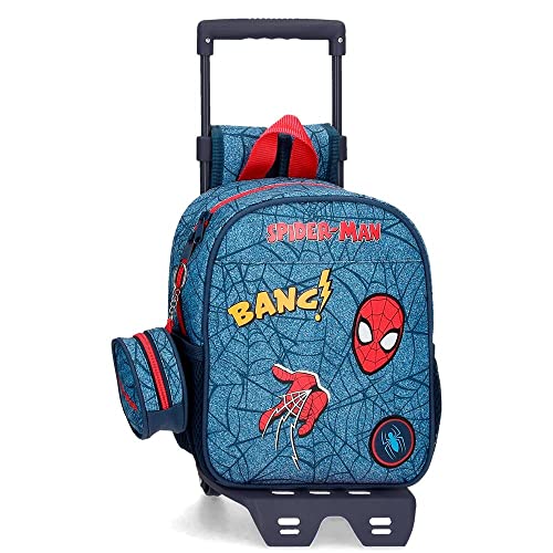 Marvel Spiderman Denim Kleiner Rucksack mit Trolley, Blau, 21 x 25 x 10 cm, Polyester, 5,25 l von Marvel