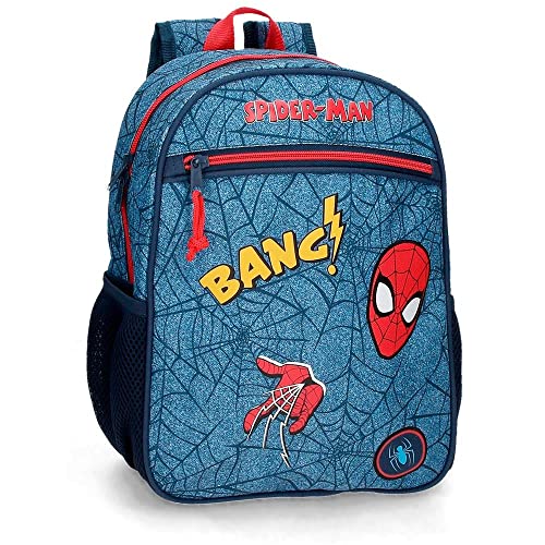 Marvel Spiderman Denim Schulrucksack, anpassbar, Blau, 27 x 33 x 11 cm, Polyester, 9,8 l von Marvel