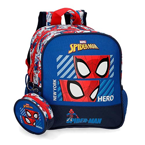 Marvel Spiderman Hero Kleiner Rucksack, anpassbar, Blau, 23 x 25 x 10 cm, Polyester, 5,75 l von Marvel