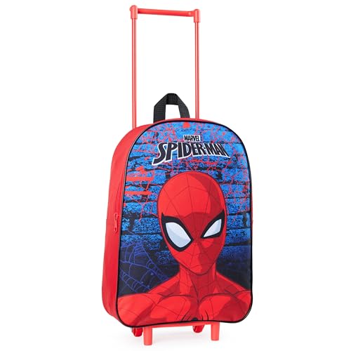 Marvel Spiderman Koffer Kinder, Faltbarer Trolley Handgepäck Leicht 39 x 27 cm 10.5 Liter, 2 Rollen & Ausziehbarem Griff von Marvel