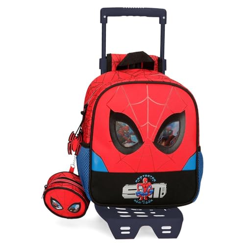Marvel Spiderman Protector Vorschulrucksack mit rotem Trolley 23x25x10 cm Polyester 5,75L von Marvel