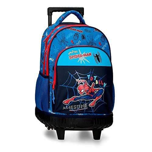 Marvel Spiderman Totally awesome Compact Backpack 2 Wheels Blue 32x45x21 cms Polyester 30,24L von Marvel