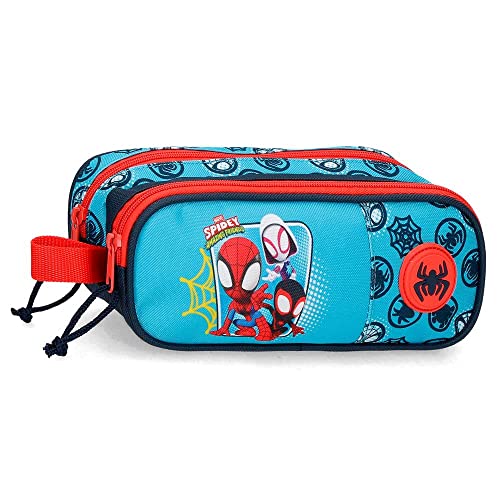 Marvel Spidey Team Up Federmäppchen, doppelt, Blau, 23 x 9 x 7 cm, Polyester, blau, Doppeltes Etui von Marvel