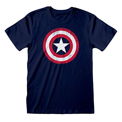 Kurzarm-T-Shirt Capitán América Captain America Shield Blau Unisex von Marvel