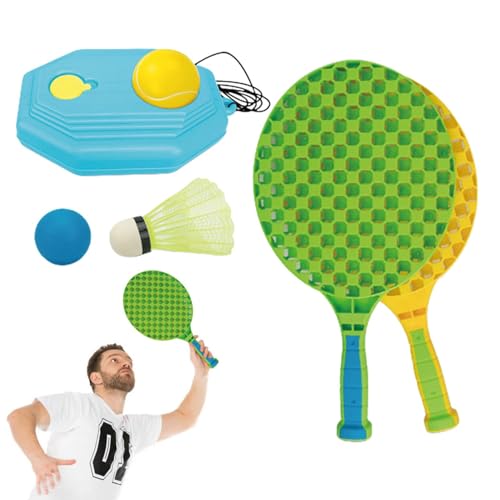 Maseyivi Badmintonschläger-Set für Kinder und Erwachsene,Badmintonschläger-Set für Kinder - Kinder-Tennisschläger-Set,Rutschfester, Leichter, bequemer Griffschläger mit Zwei Schlägern, einem Trainer von Maseyivi