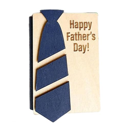 Maseyivi Kartenhalter aus Holz, gefaltete Holzkartenbox zum Vatertag, Krawattenkartenhalter zum Vatertag, Holz-Vatertagskarten-Organizer, Grußkarten-Sortiment-Organizer für Papa von Maseyivi