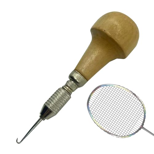 Maseyivi Saitenglätter für Badmintonschläger, Saitenglätter für Tennisschläger,Badmintonschläger-Einfädelwerkzeug, Saitenzieher | Saitenklemme mit Holzgriff, Saitenzieher, Einfädelwerkzeug für eine von Maseyivi