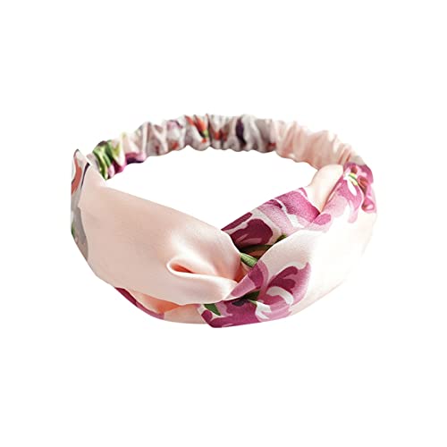 Frauen Eltern Kind Satin Elastisches Kreuz Haarband Geranium Haarschmuck Mädchen Haarband Tennis Schweißband (Pink, One Size) von Mashaouyo