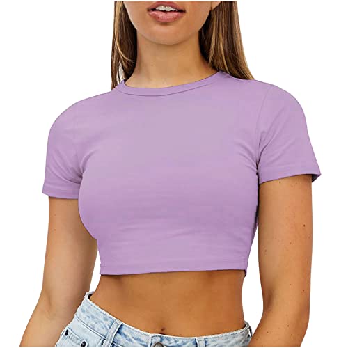 Crop Tops Damen Bauchfreies Oberteile Kurzes T-Shirt Sexy Bluse mit Flammendruck Heißes Mädchen Tanz Shirt Kurzärmlige/ärmellose Sommer Top mit Rundhals Basic Shirt Rückenfrei Streetwear von Masrin