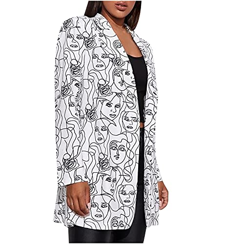 Damen Blazer Lässiger Mantel mit Graffiti-Print ohne Taschen Umlegekragen Langarm Cardigan mit einem Knopf Lange Jacke Trendige Oberteile von Masrin