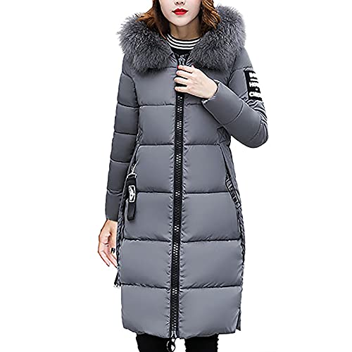 Daunenjacke mit Kapuze Damen Langer Warmer wattierter Mantel Einfarbige Winterjacke Knöchellange geschlitzte Steppjacke Daunenjacke mit Rollkragen Wintermantel Bomberjacken Übergangsjacke von Masrin