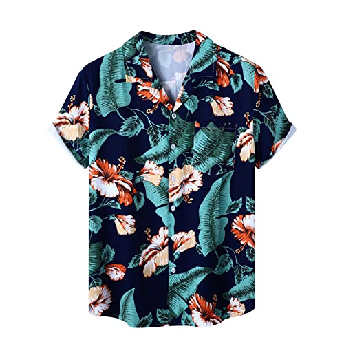 Hawaiihemd Herren Freizeithemd Kurzarm Funky Aloha Shirt Sommer Palmen Surfen Print Strandhemd Button Down Reise Shirt für den Urlaub Männer Freizeit Hemd mit Fronttasche Diverse Farben S-2XL von Masrin