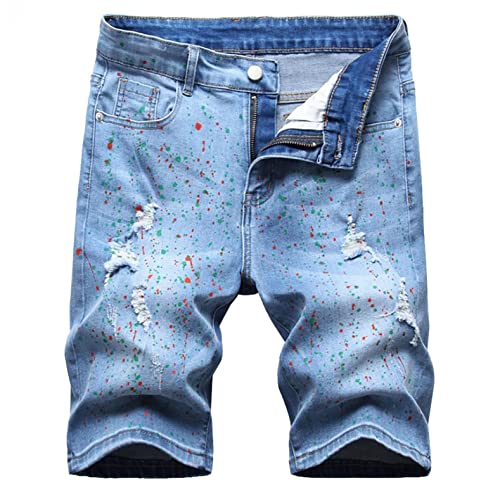 Herren Jeans Shorts Sommer Lässige Jeanshose mit elastischer Taille, Kordelzug und Taschen Plus Size Cargohose von Masrin