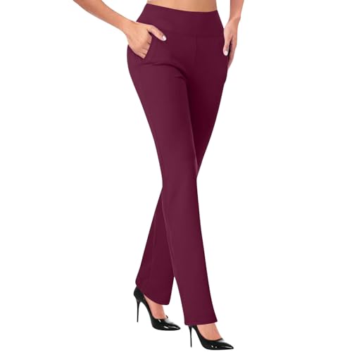 Hosen Damen Einfarbige Freizeithose Temperamentvolle Trompetenhose Hoher Taille Yogahose Schlanke Leggings mit Taschen Elastische Sporthose Schlaghose Laufhose Strandhose Jogginghose Trainingshose von Masrin