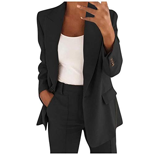 Petite Anzug Damen Einfarbiger Temperament Blazer Business Casual Anzugjacke Bürodame Berufskleidung Langarm Anzugmantel mit Revers Maßgeschneiderter Mantel Cardigan Bluse mit einem Knopf von Masrin