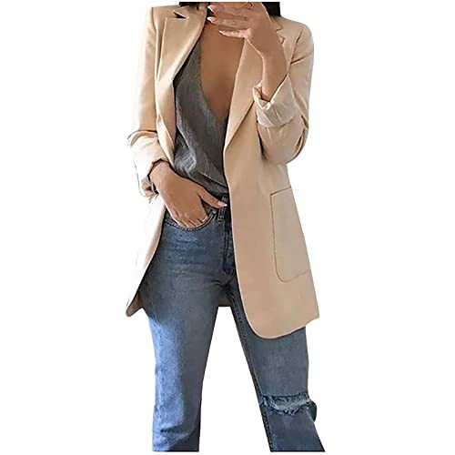 Petite Anzug Für Damen Longblazer Elegante Einfarbig Anzugjacke Business Casual Anzug Knopflos Anzugjacke Vorne Offener Cardigan Herbstjacke Klein Büro Office Professionelle Kleidung Für Hochzeit von Masrin