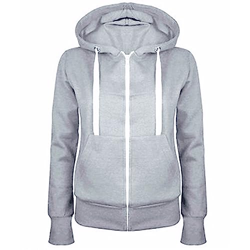 Sweatjacke Damen Full Zip Übergangsjacke Einfarbig Hoodie Sweatshirt Mantel Leicht taillierte College Jacke mit Kapuze Baumwolle Sportjacke Trainingsjacke Sweatshirtjacke Kapuzenjacke von Masrin