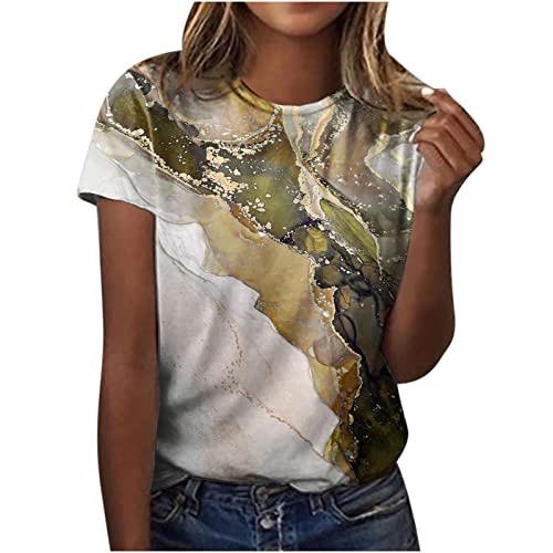 Tshirt Damen Lässige Oberteile mit 3D Rosen Schmetterlings Druck Sommer Tops Kurzärmliges T Shirt mit O Ausschnitt floralen Motiven Hemden Basic Shirt Lockere All Match Bluse Geschenk für Frauen von Masrin