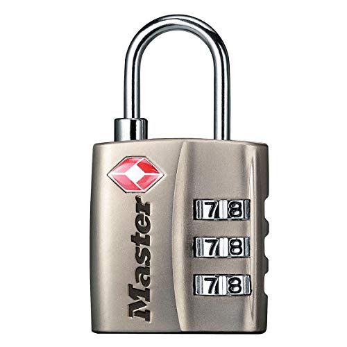 Master Lock 4680EURDNKL TSA Zahlenschloss, Grau, 5,5 x 3 x 2,6 cm von Master Lock