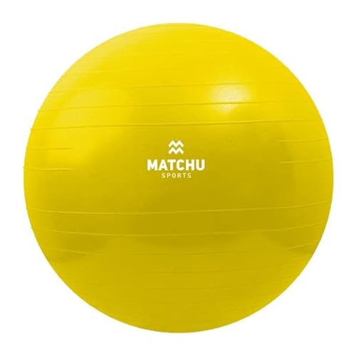 Matchu Sports | Fitnessball | Gymnastikball | Fitness Ball | Sitzball | Schwangerschaftsball | Inklusive Pumpe | Gelb | Durchmesser 45CM von Matchu Sports