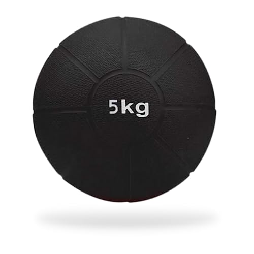 Matchu Sports | Medizinball | Medicine Ball | Vollgummi | Durchmesser 22 cm | 5KG | Schwarz von Matchu Sports