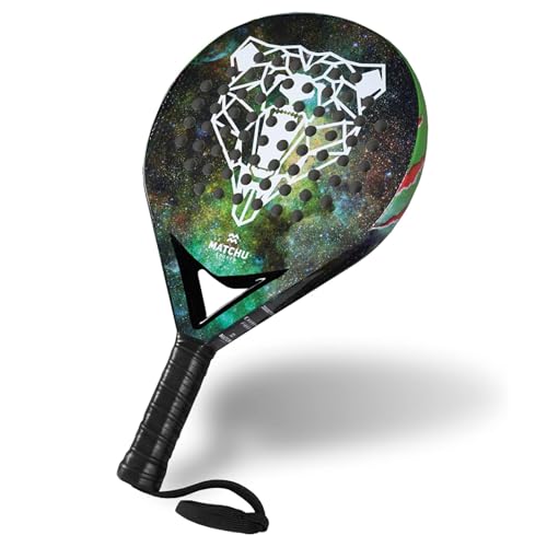 Matchu - Padel schläger - Inklusive Transportkoffer - 100% Carbonrahmen mit Glasfaser-Deckschicht - Weicher Eva-Schaum - 3D-Grip Technology - 47x3,8 cm - 360 Gramm - Für Anfänger - Grün - (Bear) von Matchu Sports