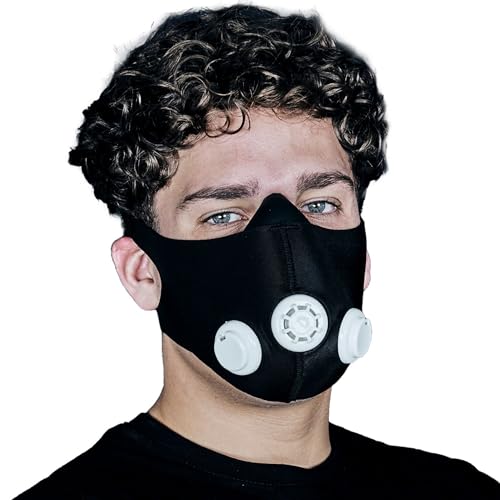 Matchu Sports | Trainingsmaske | Erhöhungsmaske | Sportmaske | Trainings mask | Lernen, mit weniger Sauerstoff auszukommen | Inklusive 3 Luftfilter | Fitnesstraining | Schwarz | von Matchu Sports