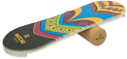 Matchu Sports | Balance Board | Trickboard | 100% Holz | Surf Trainer | Inklusive Hocker Roller | Board Sport | Sporttraining | Surfboard | Stabilität | Balanceboard | von Matchu