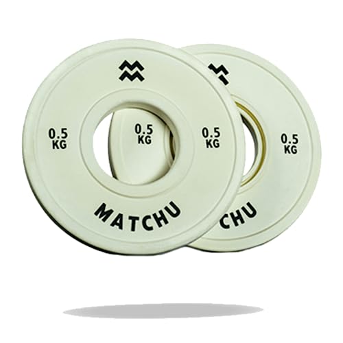 Matchu Sports | Fractional Plates | Mini Hantelscheiben | 0,25/0,5/1/1,5/2,5 KG | Satz mit 2 Stück | Stahl mit Gummiaußenschicht | Durchmesser 50mm (Beige - 0,5 KG) von Matchu