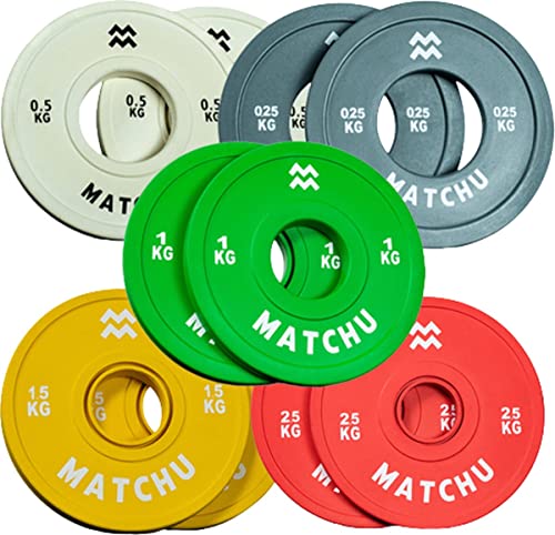 Matchu Sports | Fractional Plates | Mini Hantelscheiben | 0,25/0,5/1/1,5/2,5 KG | Satz mit 2 Stück | Stahl mit Gummiaußenschicht | Durchmesser 50mm (Set) von Matchu